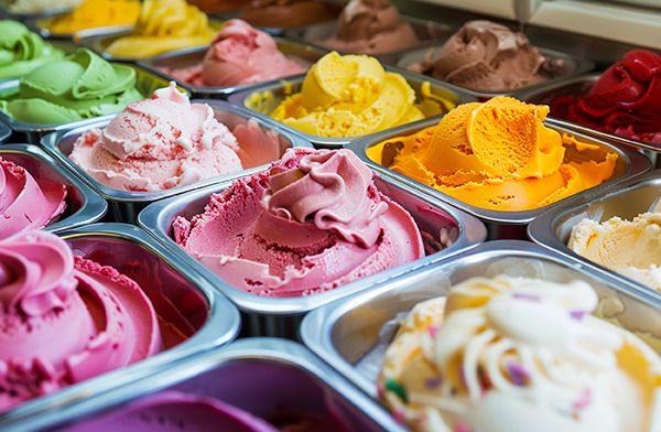 Homemade ice cream in a spectrum of flavors their colors vibrant and inviting epitomizing the personalized touch of homeprepared treats